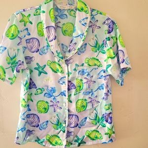 Victoria's Secret Vintage Small Sea Life Floral Night Shirt